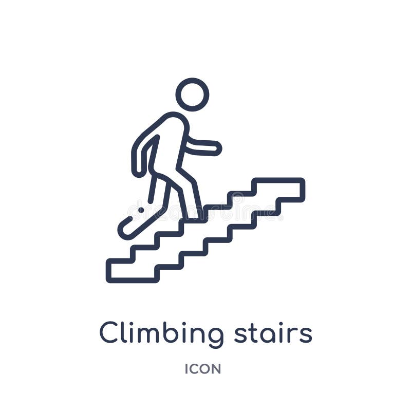 Linear climbing stairs icon from Behavior outline collection. Thin line climbing stairs vector isolated on white background. climbing stairs trendy illustration. Linear climbing stairs icon from Behavior outline collection. Thin line climbing stairs vector isolated on white background. climbing stairs trendy illustration